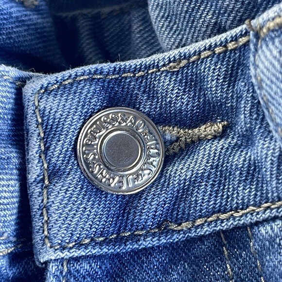 Shein Jeans Womens Size Medium Blue Wide Leg Busted Knee High Waisted Distressed - Picture 3 of 11